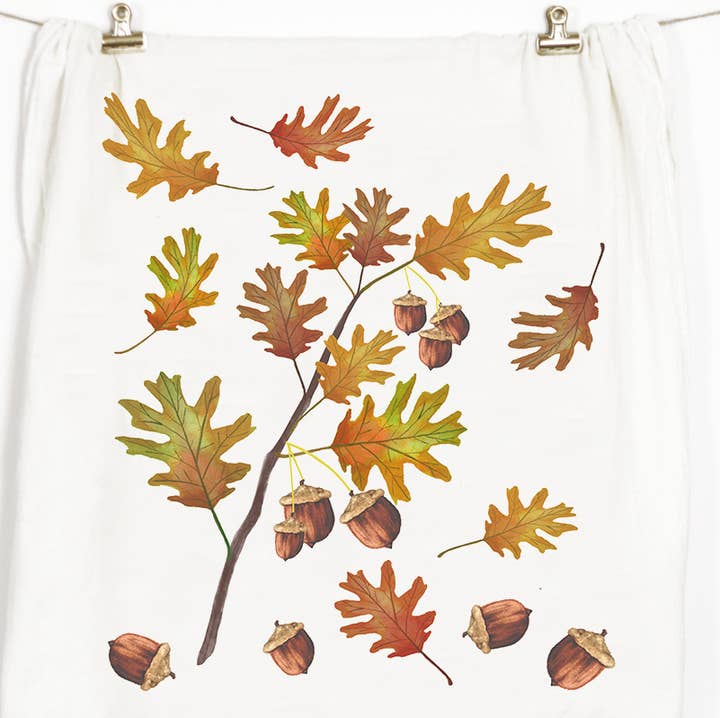 Oak Leaf Tea Towel for wholesale by Honey Brush Design®