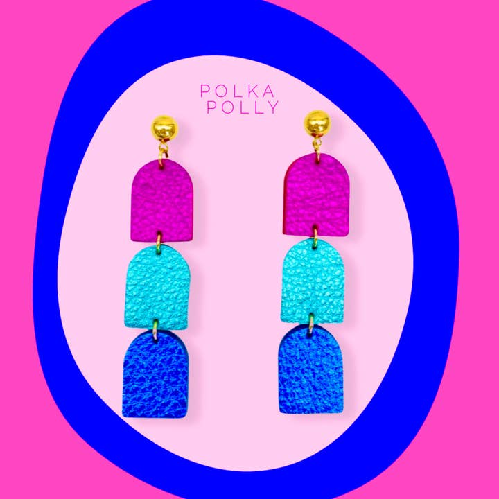 Polka Polly - Wholesale Dangle earrings - Scotch Multi - Pink Aqua Blue2