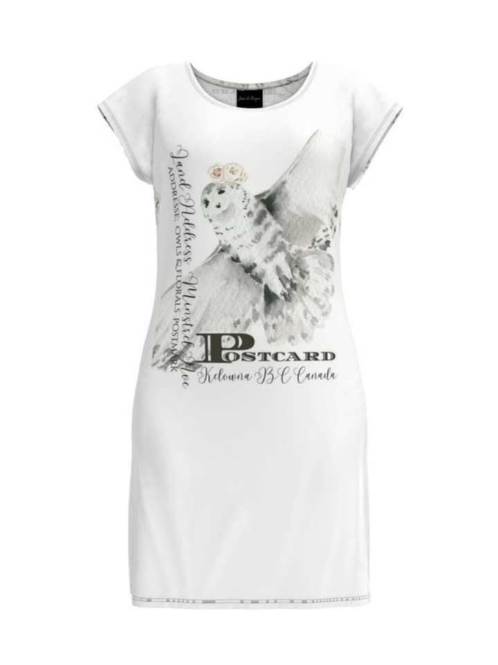 Robe tunique carte postale personnalisée ville pays hiboux pour la vente par Sweet St Poem Co
