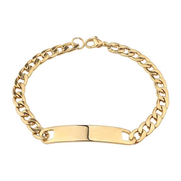 Bracelet d'identification cubain à maillons pour homme pour la vente par Raf Rossi Gold Plated