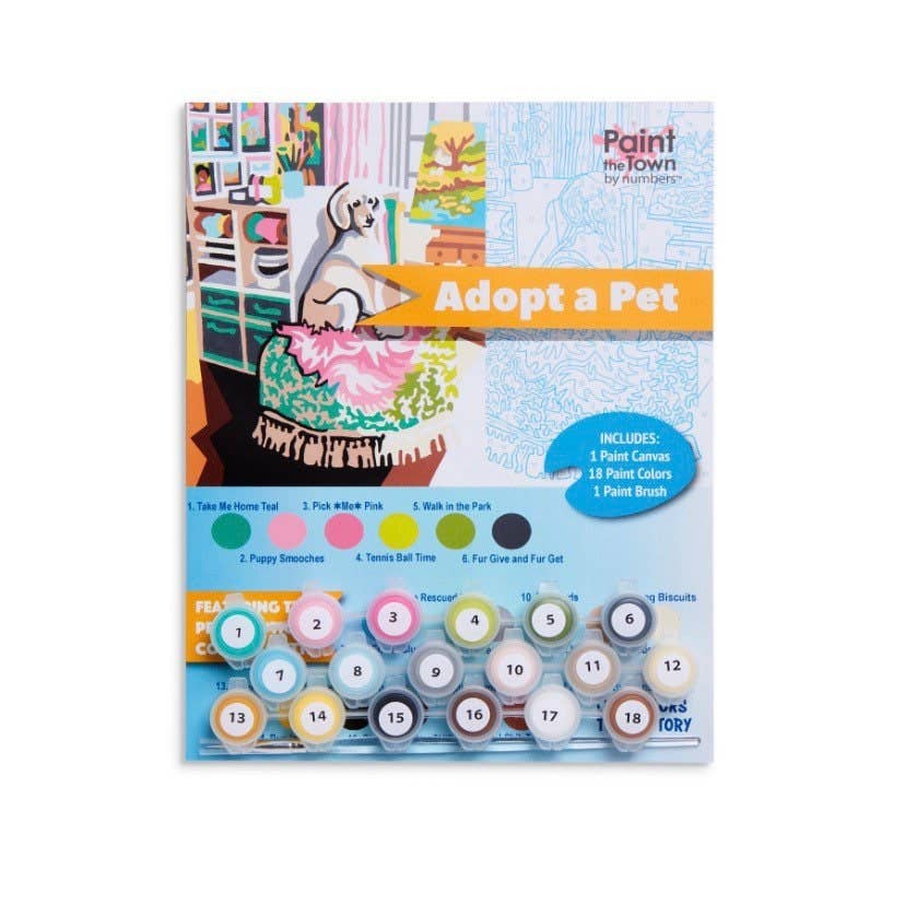 Paint the Town by Numbers - Wholesale DIY Craft Kit - Adopt a Pet Poodle Paint by Number Kit 8”x10”