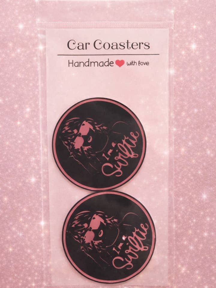 Dessous de verre pour voiture Pop Era (Rose/Noir) pour la vente par DLC Creations