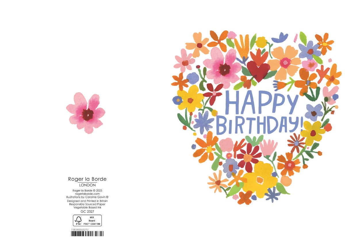 Roger La Borde - Vente Cartes d'anniversaire - Carte de vœux d'anniversaire Flower Heart individuelle - GC 23272