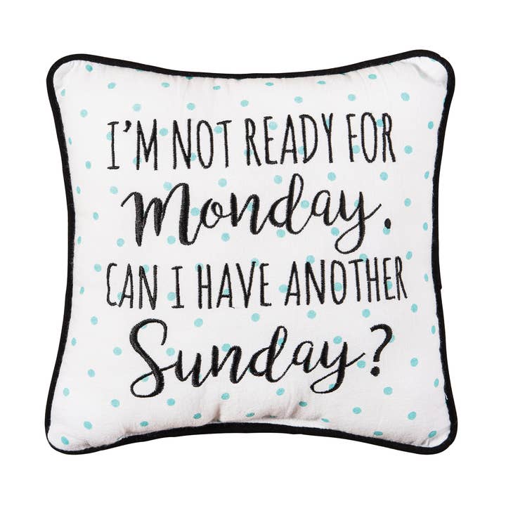C&F Home - Vente Coussin décoratif - Coussin brodé 10 x 10 pour le lundi et le dimanche0