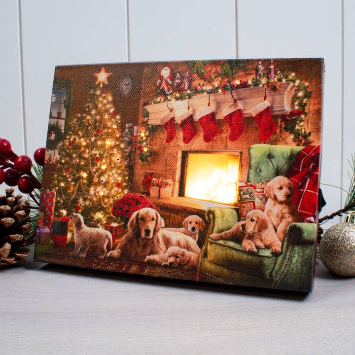 Toile de table éclairée dorée de Noël 8 x 6 pour la vente par Glow Decor