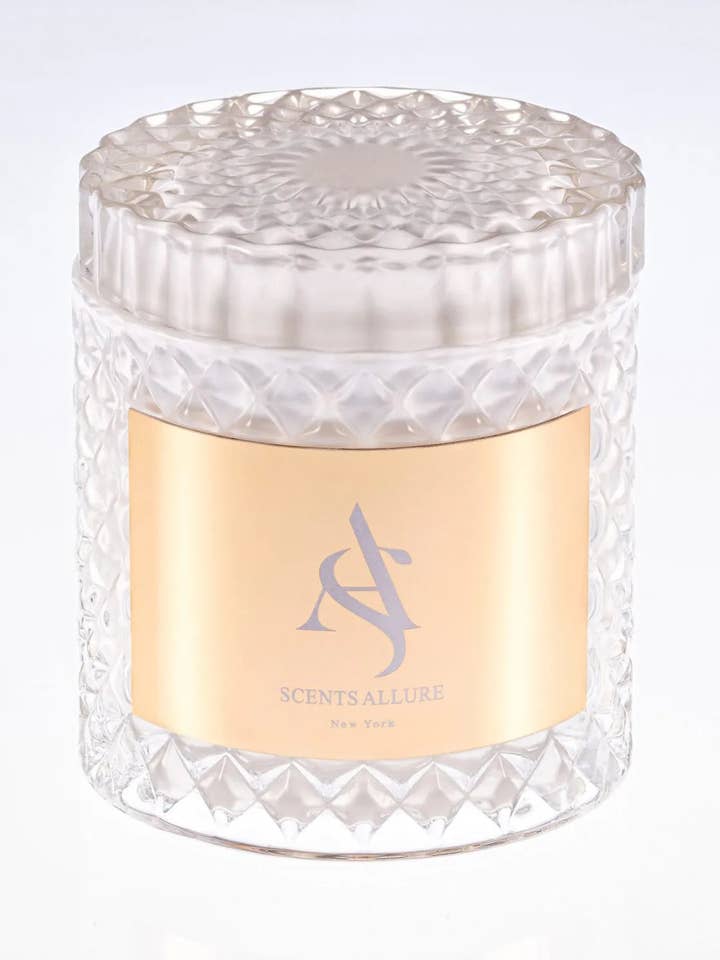 Fruity Tropical Scented White Gold Custom Candle Gift Box for wholesale by Scents Allure New York