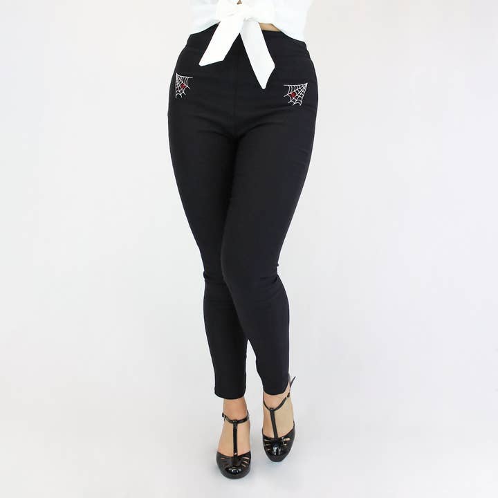 Hemet - Wholesale Pants - Women's - Pin Up Pants, Spiderweb Cigarette Pants XS-3XL