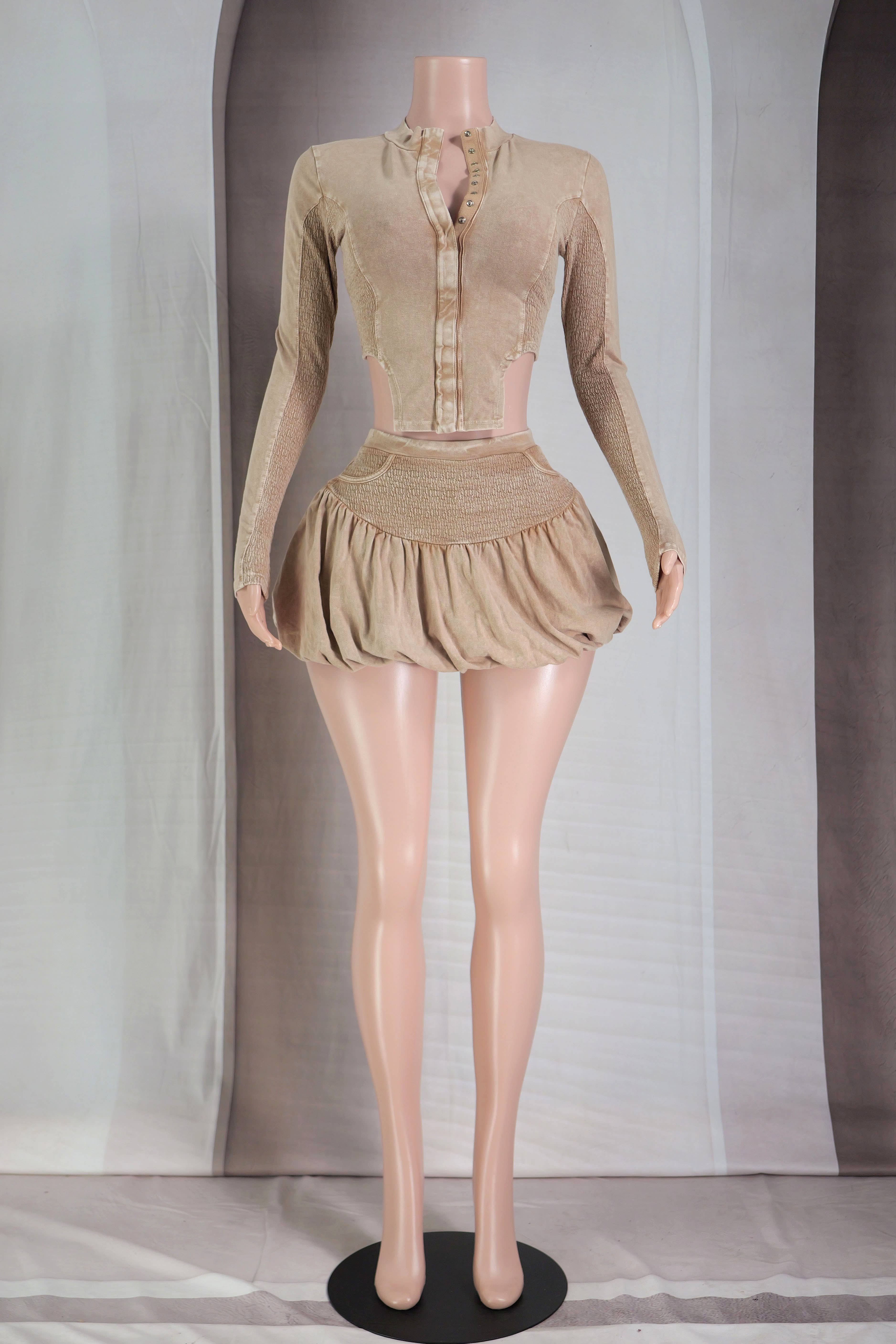 Dalia Studio - Vendita all'ingrosso Completo top e gonna - Donna - SET GIACCA A CONTRASTO MINERAL WASH E GONNE A BOLLE6