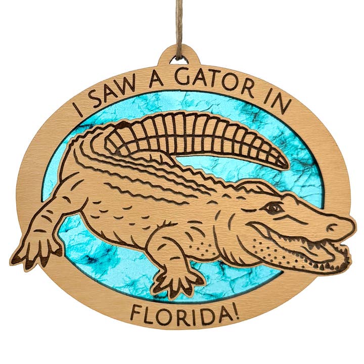 I Saw A Gator in Florida Ornament With Customizable Text for wholesale by Art by Sharell