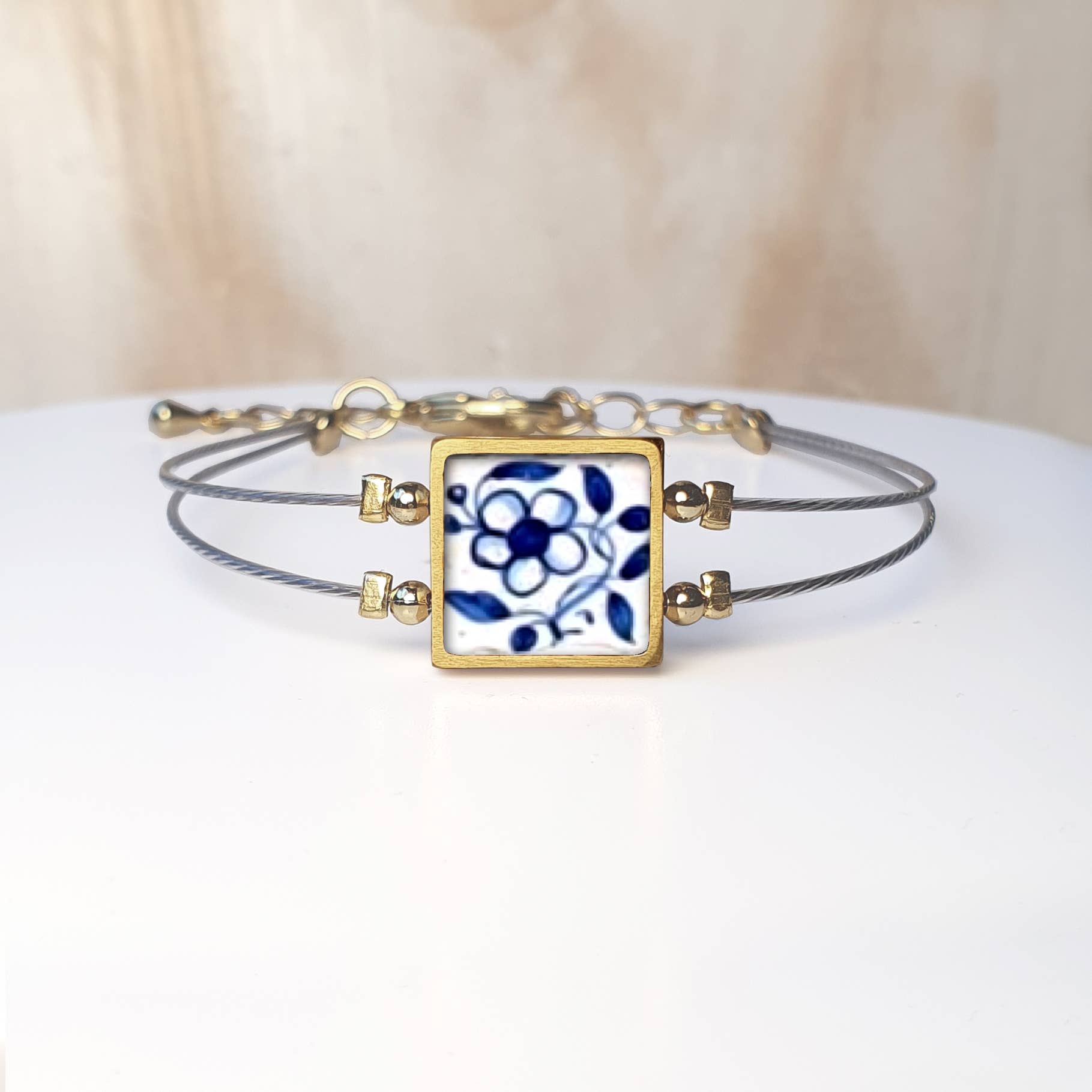 Noa Jewellery - Wholesale Charm/Dangle Bracelet - Framed Square Ceramic Bracelet, Gold Plated Stainless Steel20