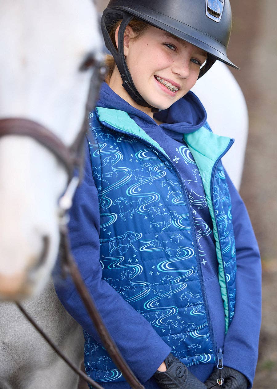 Kerrits - Vendita all'ingrosso Gilè imbottito - Bambini - Gilet da Equitazione Trapuntato Reversibile per Bambini Ride the Wind3