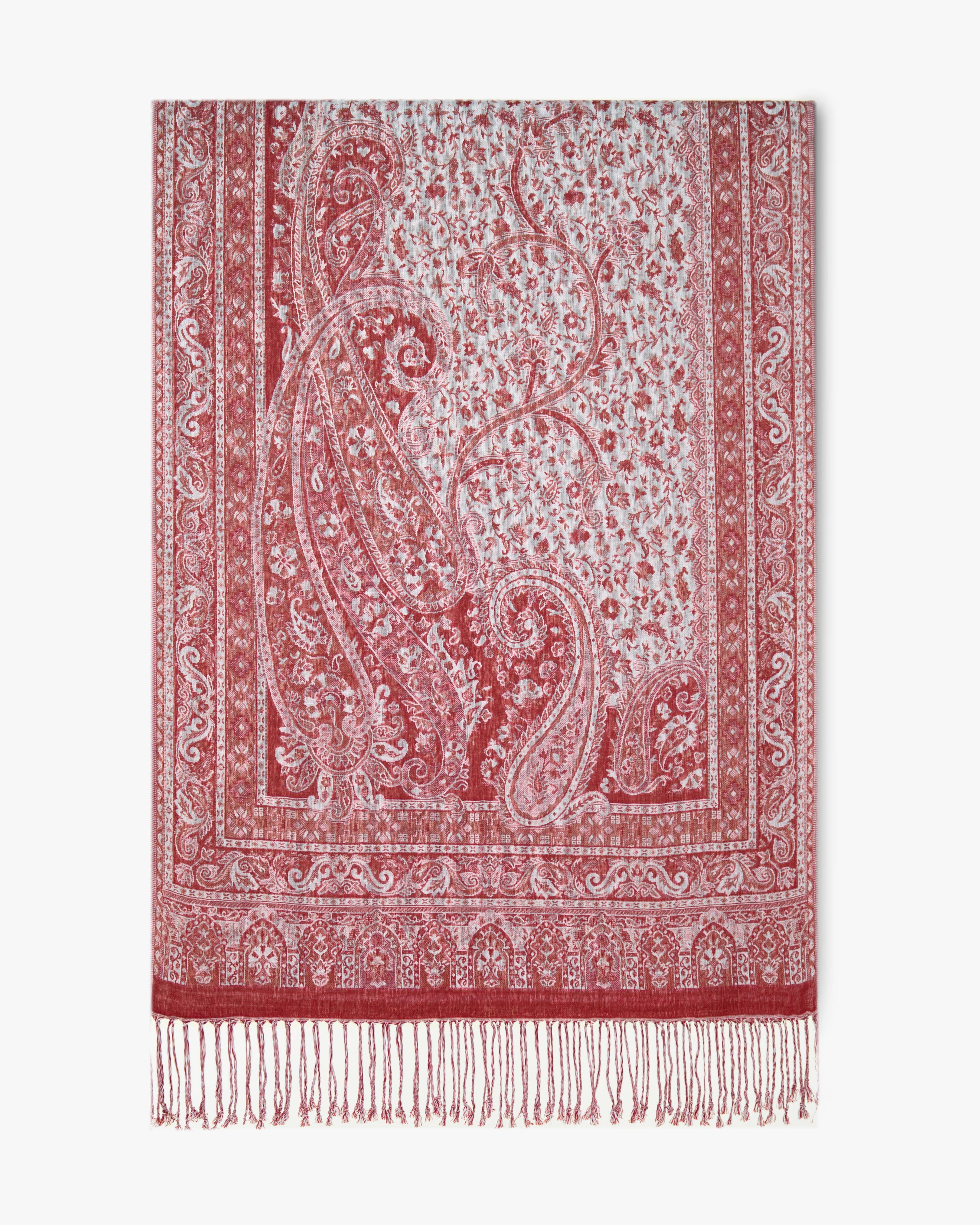 Original USA - Wholesale Scarf - Women's - Corner Paisley Solid Border Pashmina1