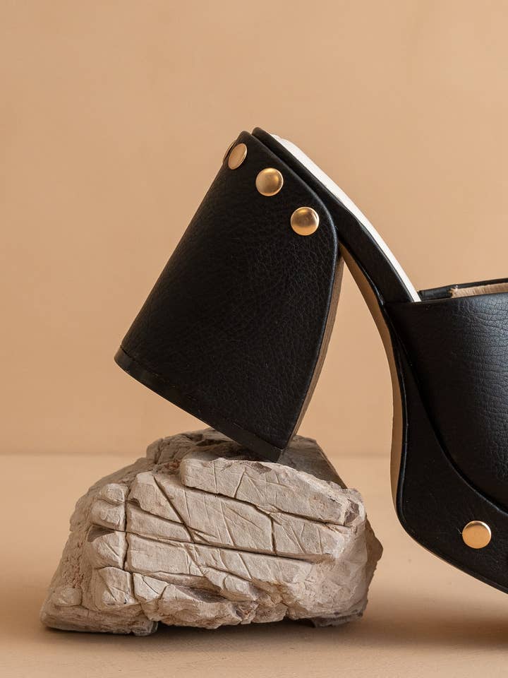 The Leona | Black Studded Platform Heel for wholesale on Faire
