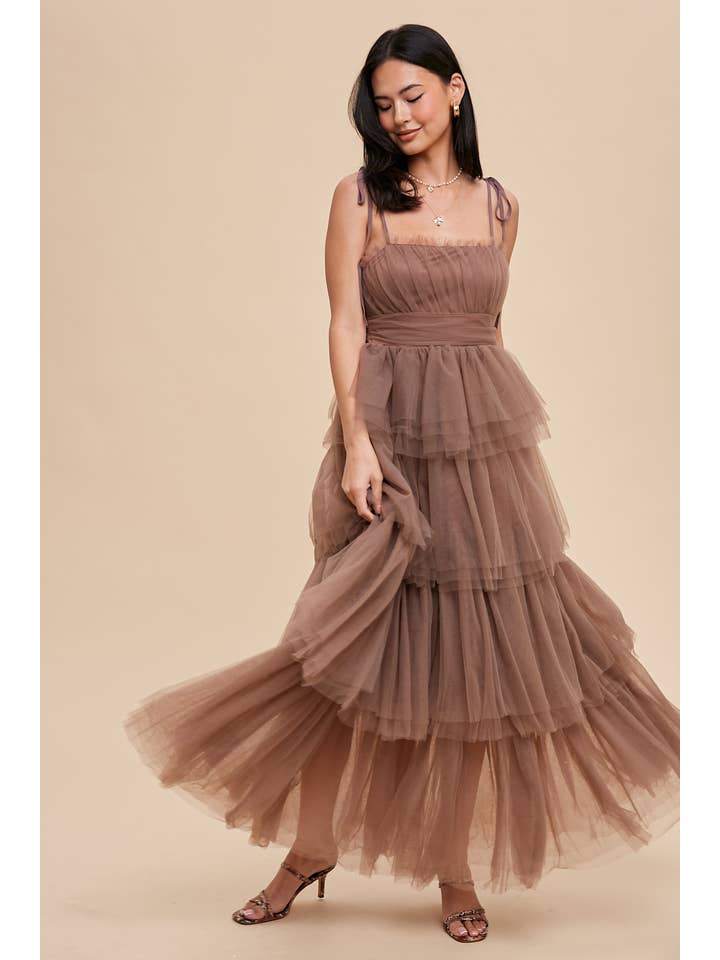 In Loom - Wholesale Dress - Women's - ROMANTIC TIERED MESH RUFFLED DRESS
