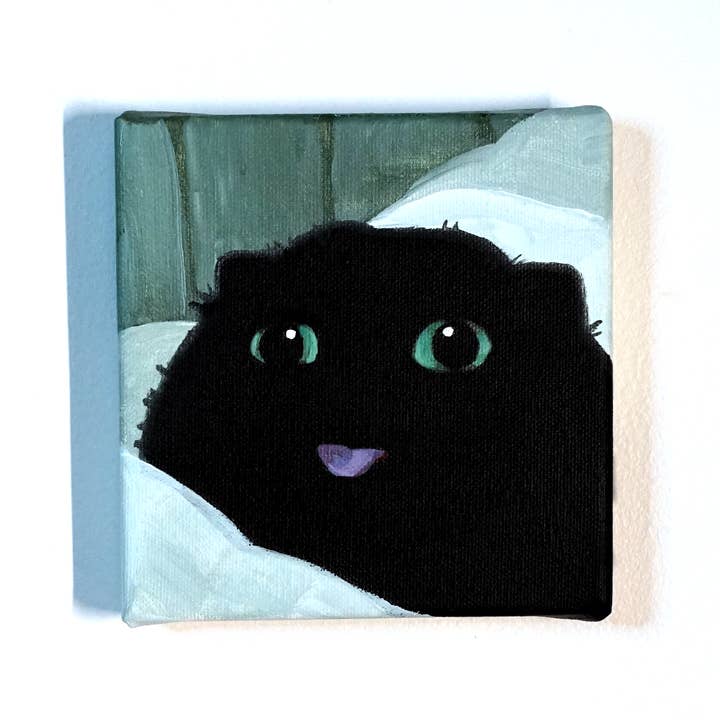 Blep Schwarze Katze Gemälde für den Großhandel von Robin Good Art & Design