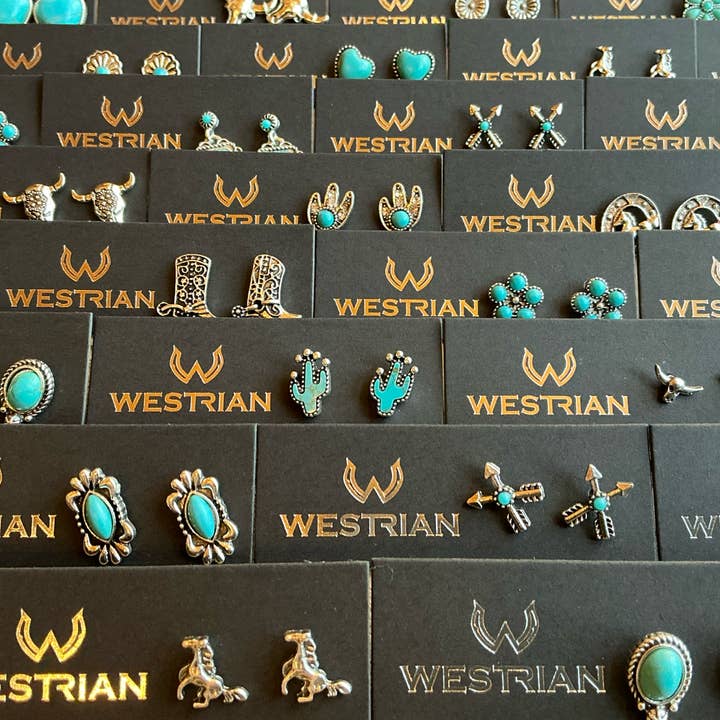 Westrian (Formerly Equipage) - Wholesale Jewelry Set - Western Faux Stud Earrings Assortment Of Over 20 Patterns