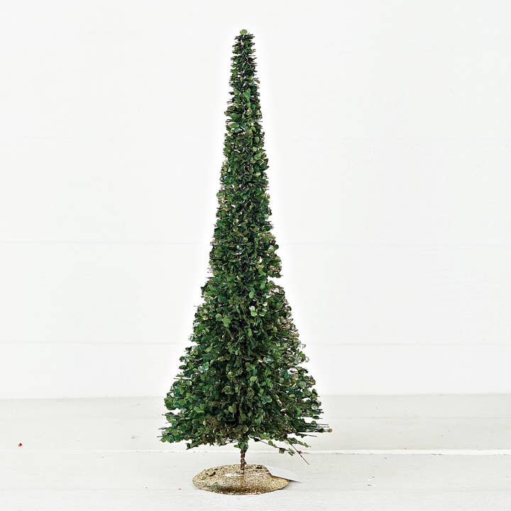 M10955- 20in Gold Glitter boxwood Flare Tree for wholesale by Holiday Depot Inc.