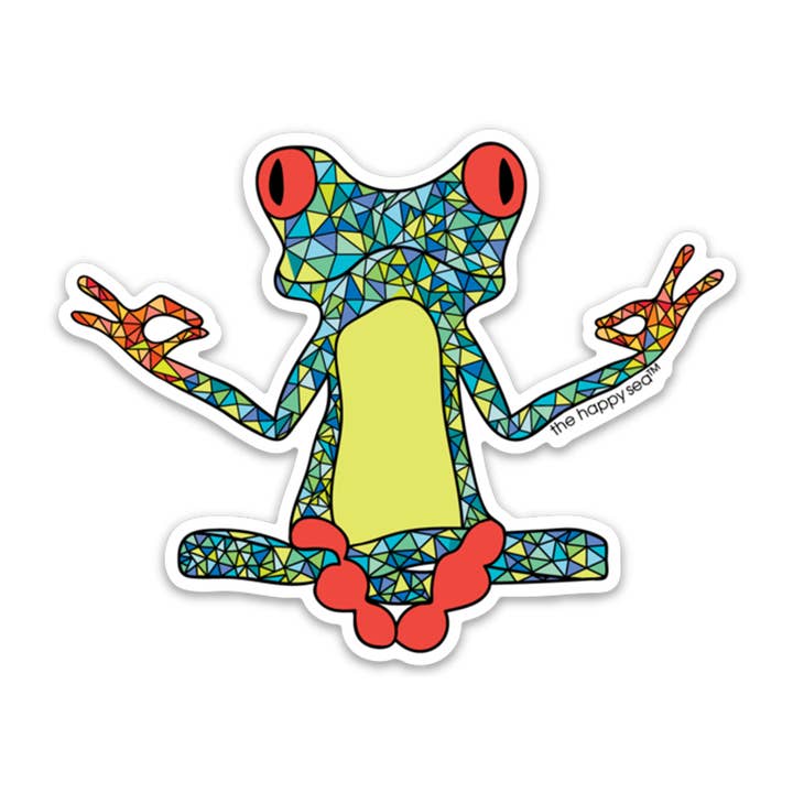 3" Yoga Frog Vinyl Sticker for wholesale by The Happy Sea