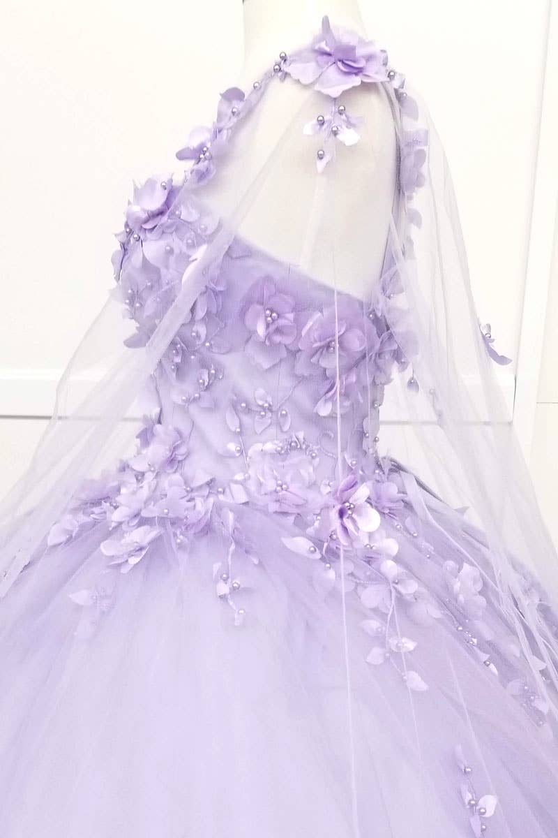 Chicas – Vestido comprido - Mulher por atacado – Vestido de Quinceanera com Flores e Capa com Abertura CHF301817