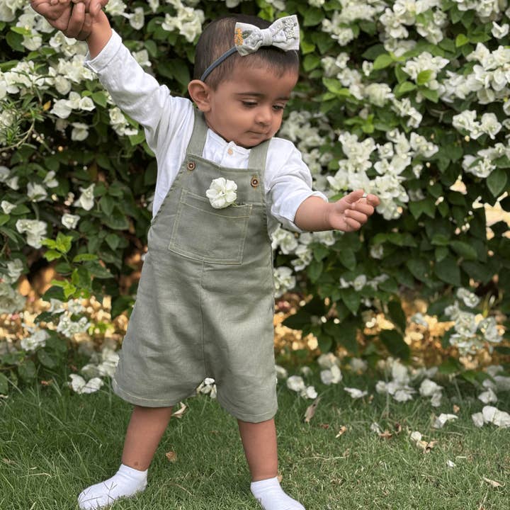 Zoey Inc. - Wholesale Overalls – Baby - Pocketful of Play Linen Cotton Unisex Dungaree (Sage Green)6