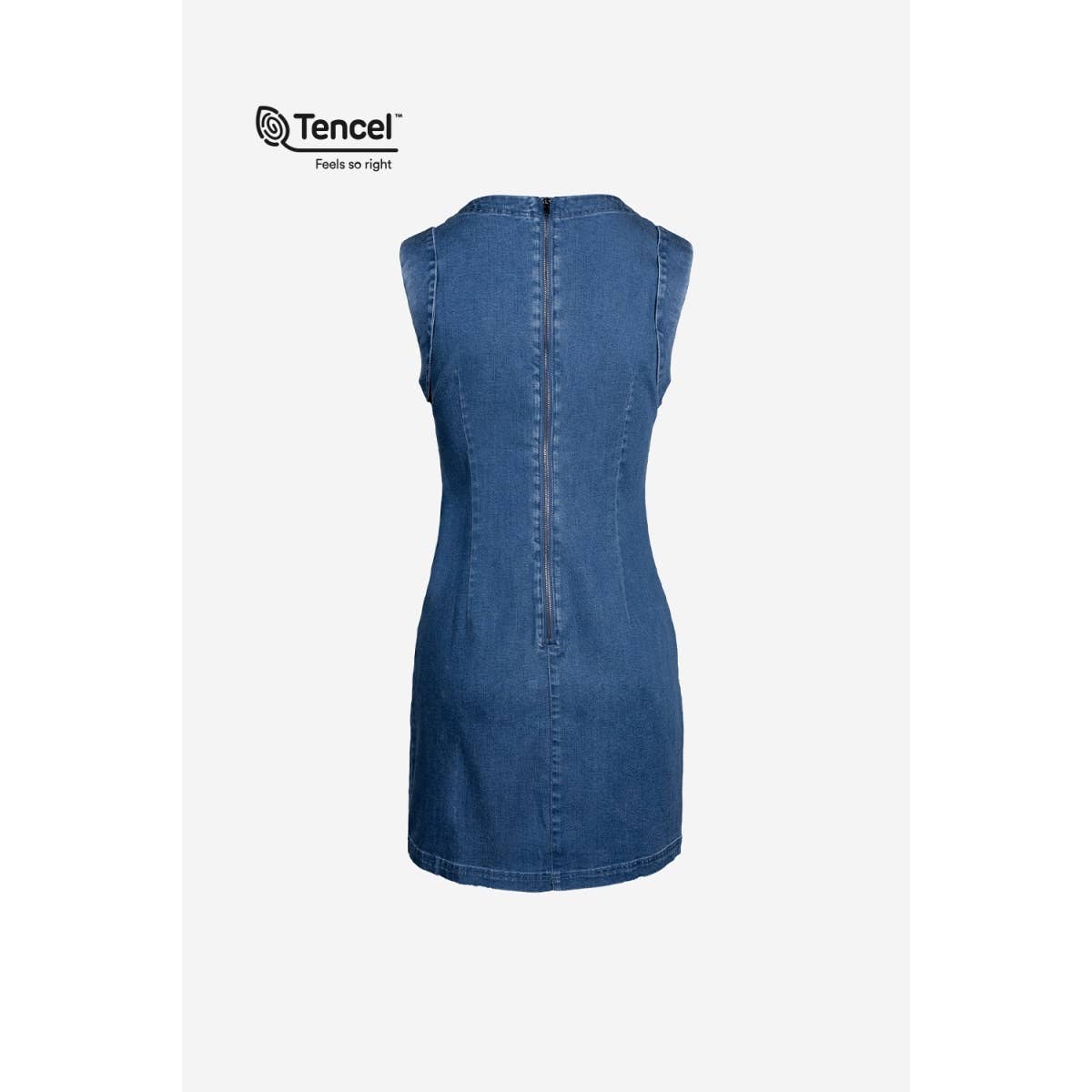 Naked Zebra - Vendita all'ingrosso Vestito - Donna - Abito in denim senza maniche con dettagli di cucitura3