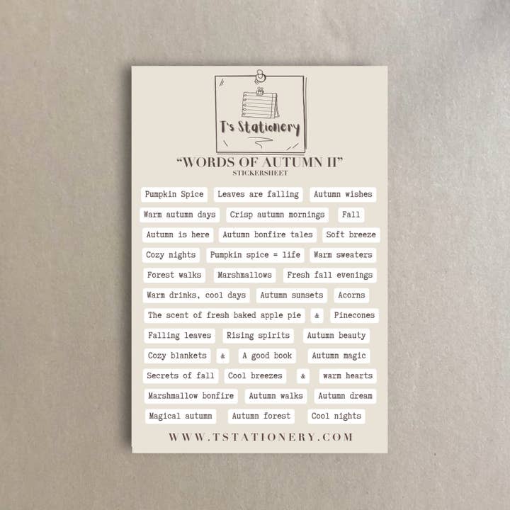 T's Stationery – wholesale Klistermärke – ”Höstens ord II” klistermärke