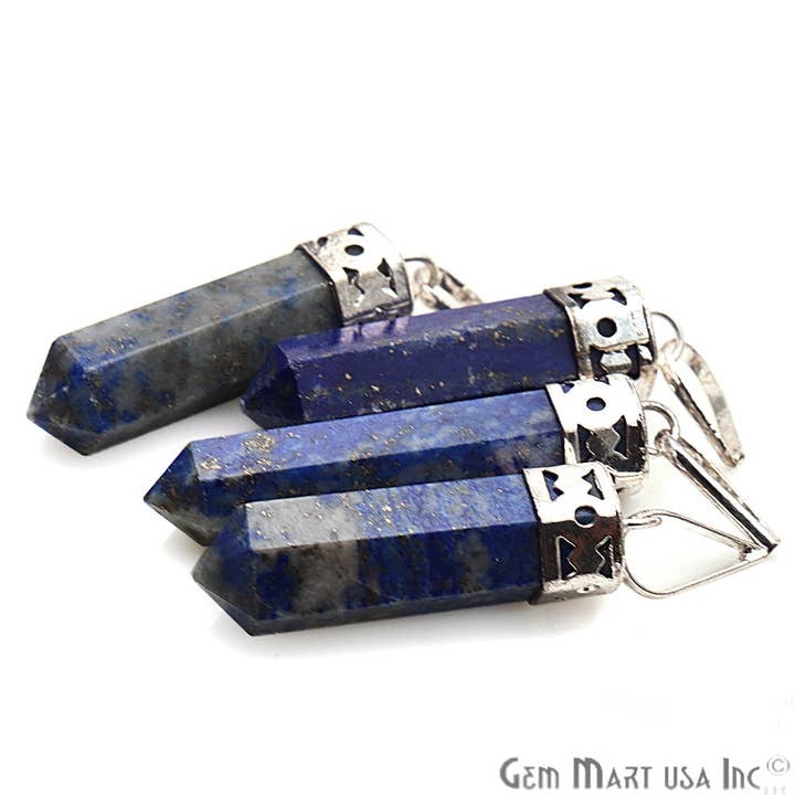 GemMartUSA – wholesale Pendant/charm necklace – DIY Healing Gemstone Silver Pencil Point Ornate Pendant 1pc8