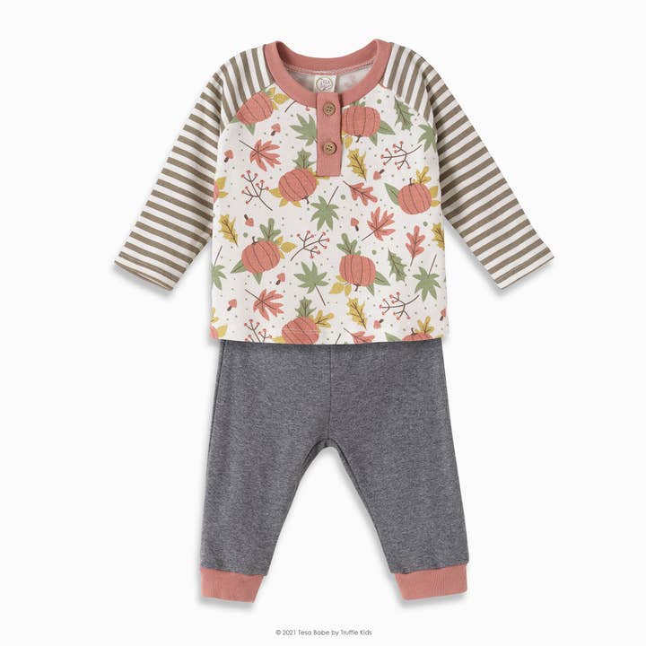 Tesa Babe - Wholesale Top & Pant Set - Baby - Toddler Boy's Fall Harvest Bamboo Set