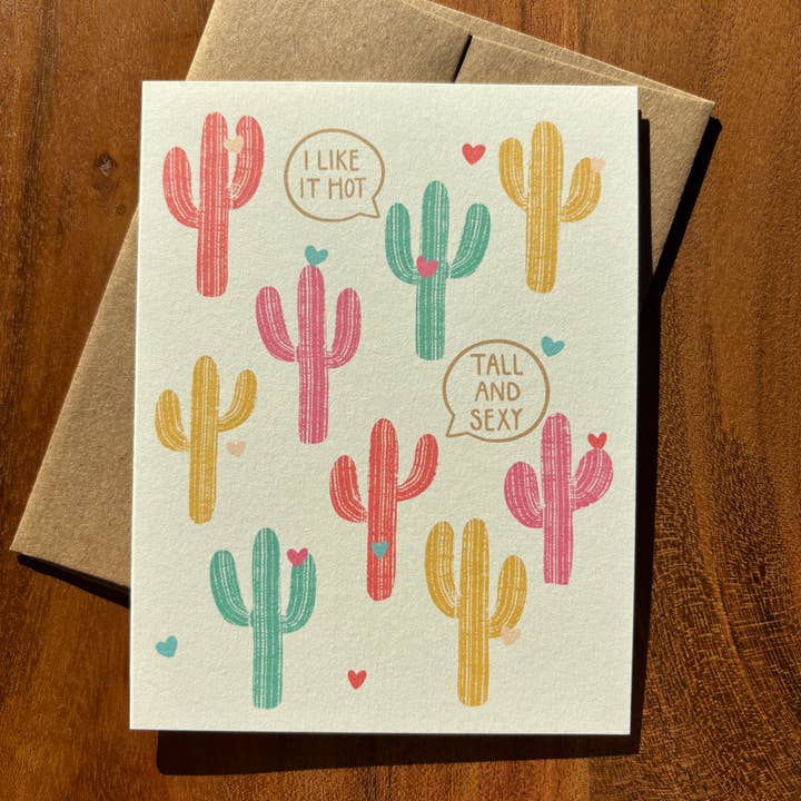 Colorful Saguaro Card — Hot, Tall & Sexy for wholesale by Hello Friend Paper Co.