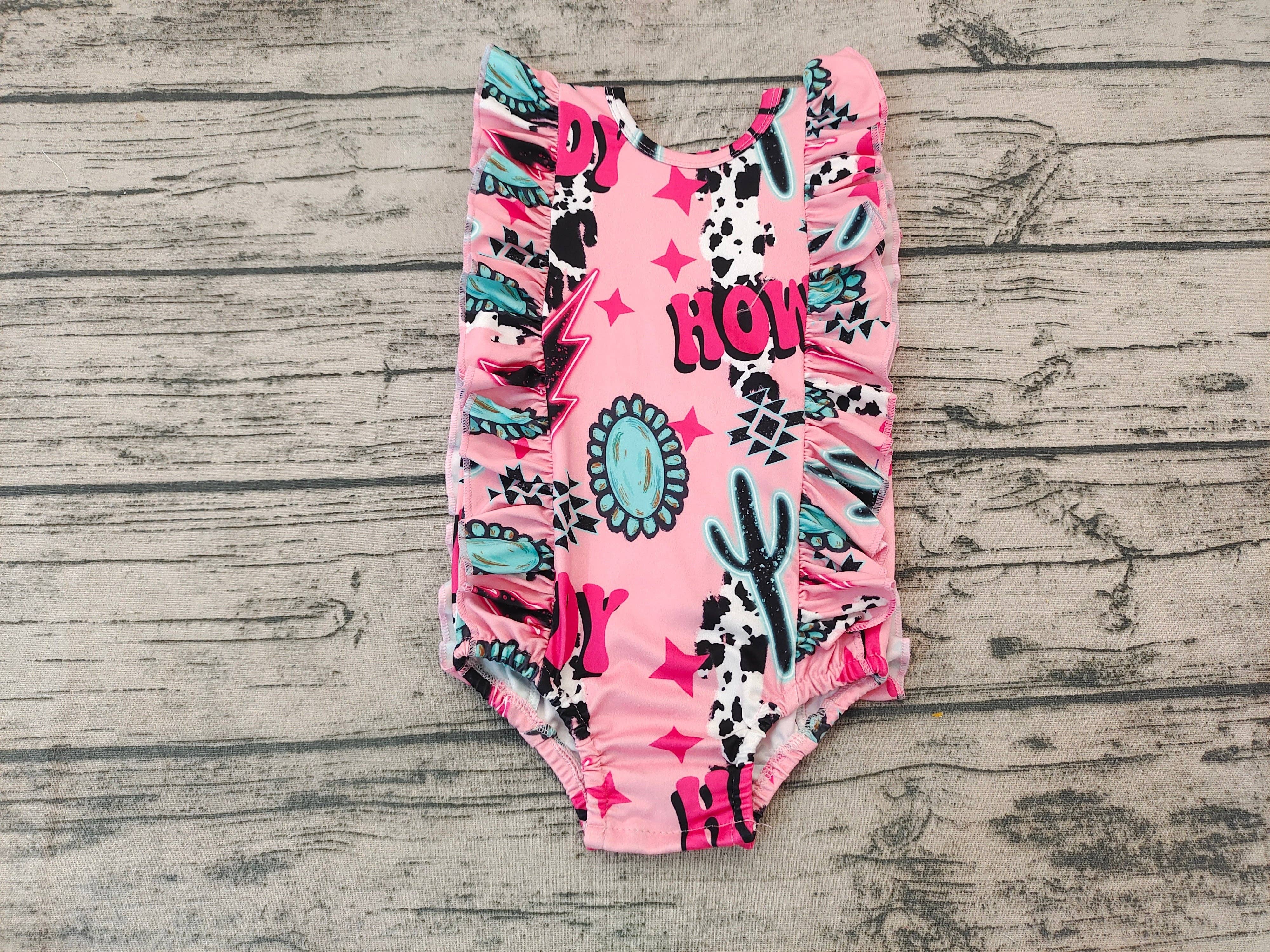 Aier Wholesale - Wholesale One Piece Swimsuit - Kids - Baby Girls Summer Western Howdy One Piece swimsuits2
