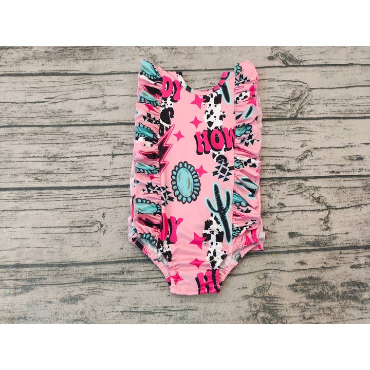 Aier Wholesale - Wholesale One Piece Swimsuit - Kids - Baby Girls Summer Western Howdy One Piece swimsuits2