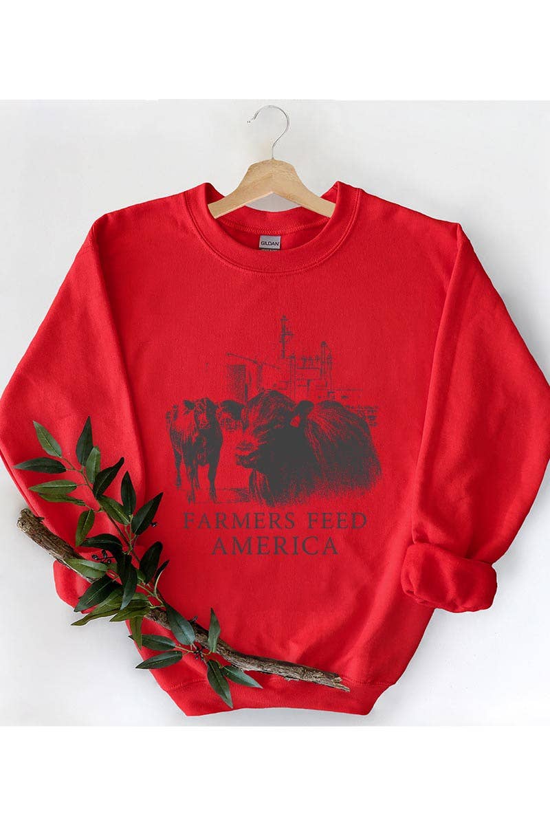 COLORBEAR - Wholesale Graphic Sweatshirt - Women's - FARMERS FEED AMERICA,COWS UNISEX FLEECE SWEATSHIRT,GRAPHIC2