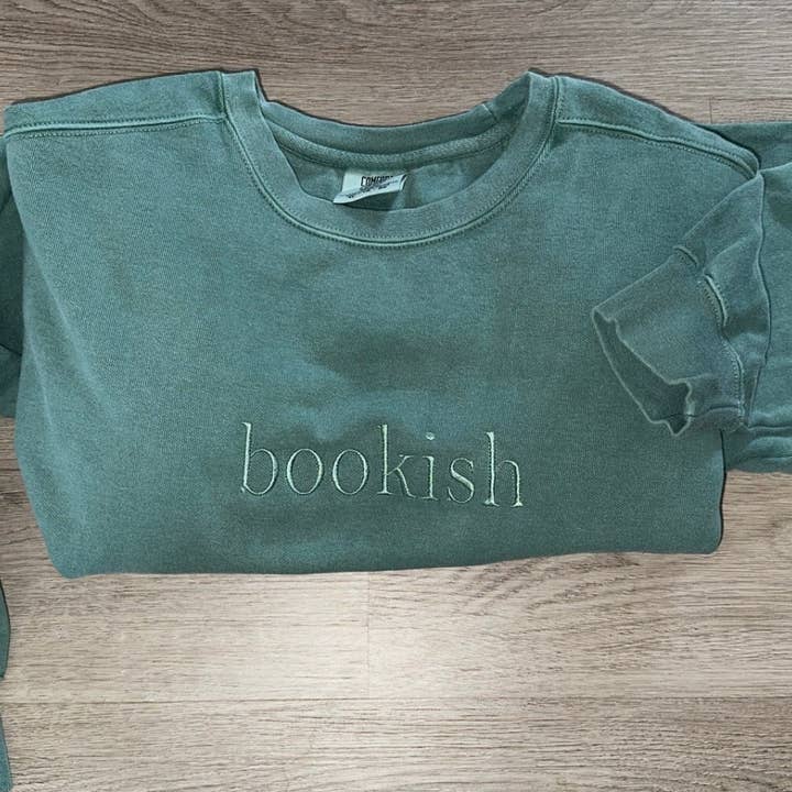 Bookish Embroidered Sweatshirt for wholesale by Southern Stitch Studio