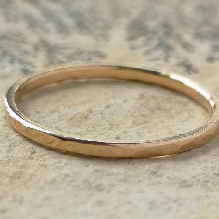 Hammered 1.3mm Yellow Gold Fill Stacking Ring for wholesale by Gaia's Candy