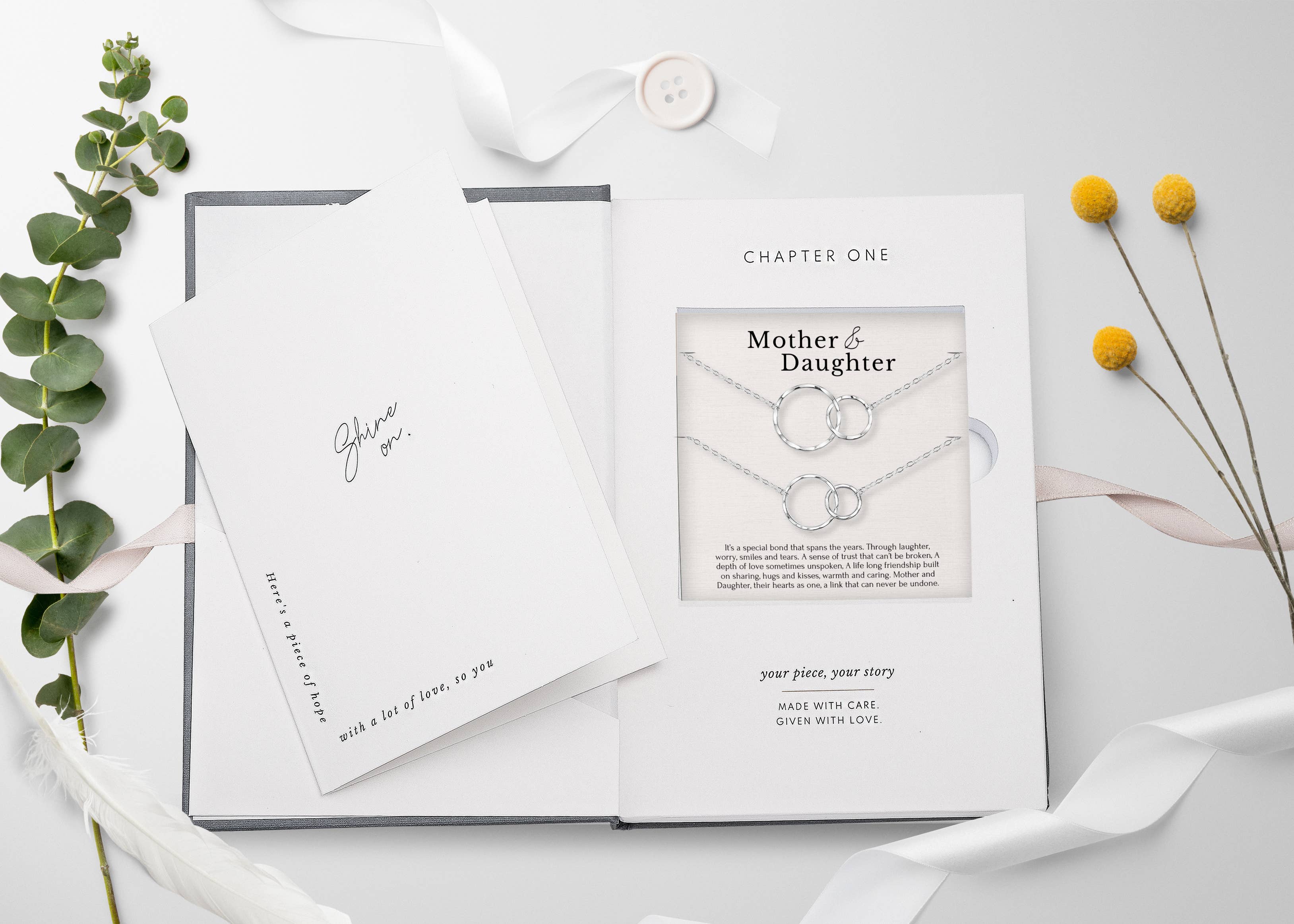 hope love shine - Wholesale Jewelry Set - Mother-Daughter Necklace Set Mother's Day Gift 2 Circle Ring10