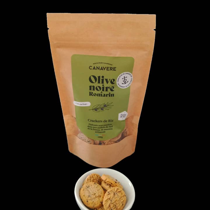 CANAVERE - Wholesale Crackers - CAMARGUE RICE CRACKERS “BLACK OLIVE & ROSEMARY”1