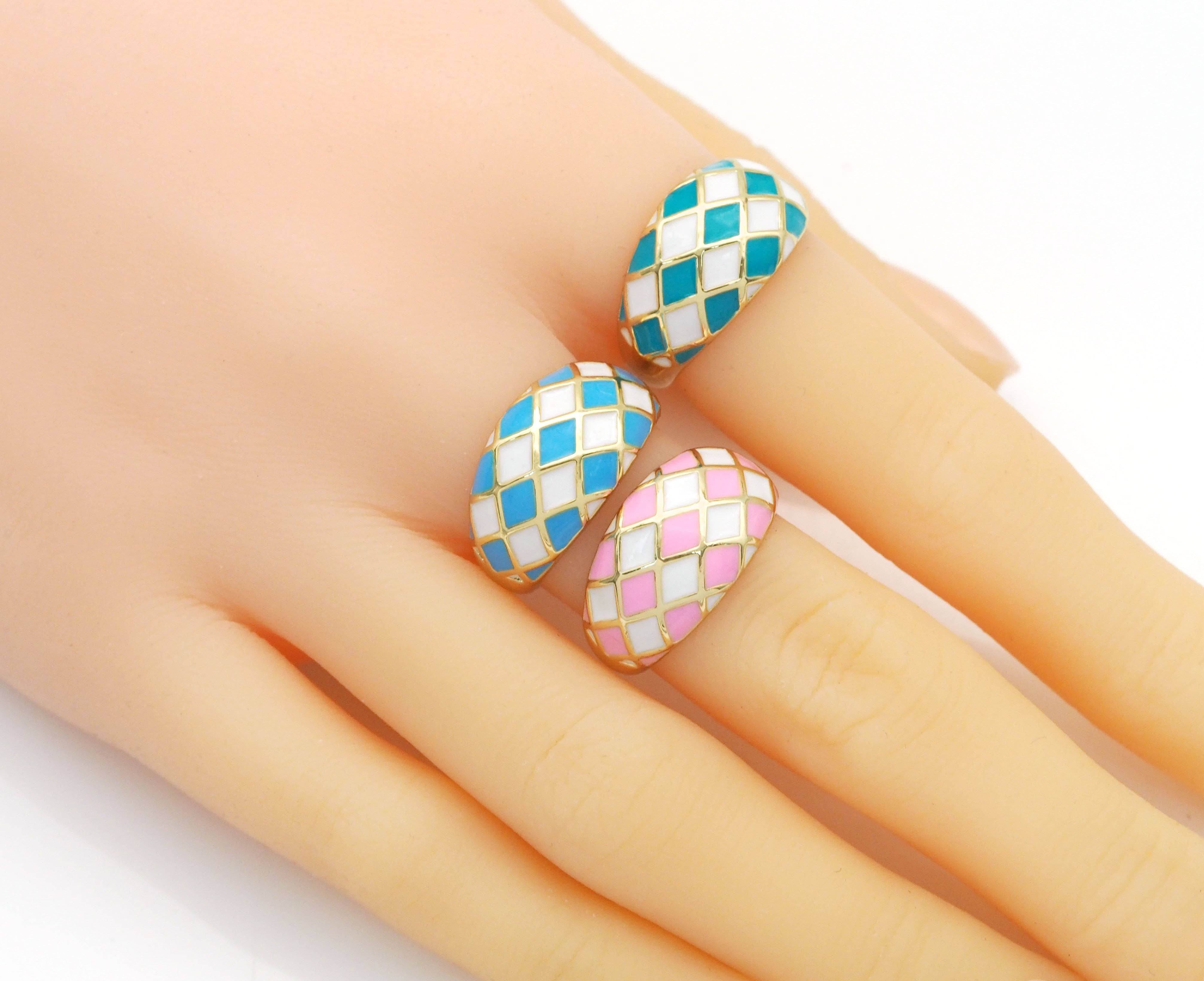 BestBeads&Beyond - Wholesale Cocktail/Statement Ring - Checkboard Dome Ring, Sku#X3613