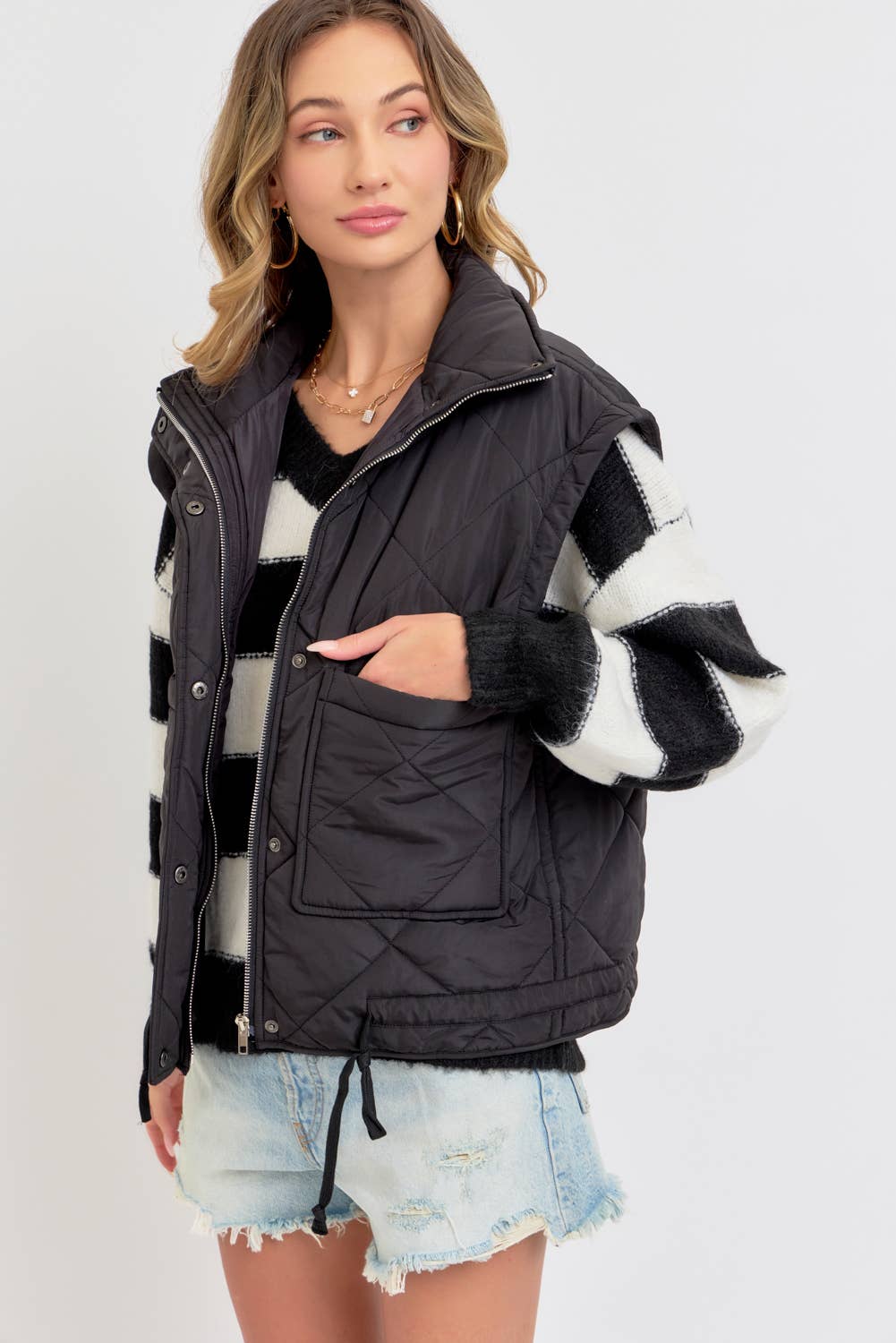 Sweet Lovely by Jen - Vendita all'ingrosso Gilè imbottito - Donna - GILET OVERSIZE IN PIUMINO TRAPUNTATO 13