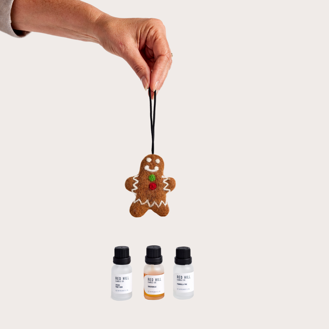 Red Hill Candle Co. - Wholesale Air Freshener - Spiced Pinot Noir Felt Gingerbread Man Air Freshener1