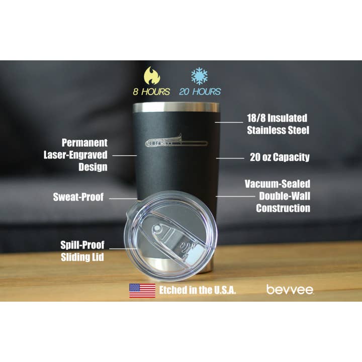 bevvee - Wholesale Insulated Mug/Tumbler - Trombone Insulated Travel Tumbler - Band Musician Gifts3