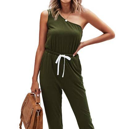 Combinaison à une épaule sans manches avec taille élastique pour la vente par Supreme Fashion