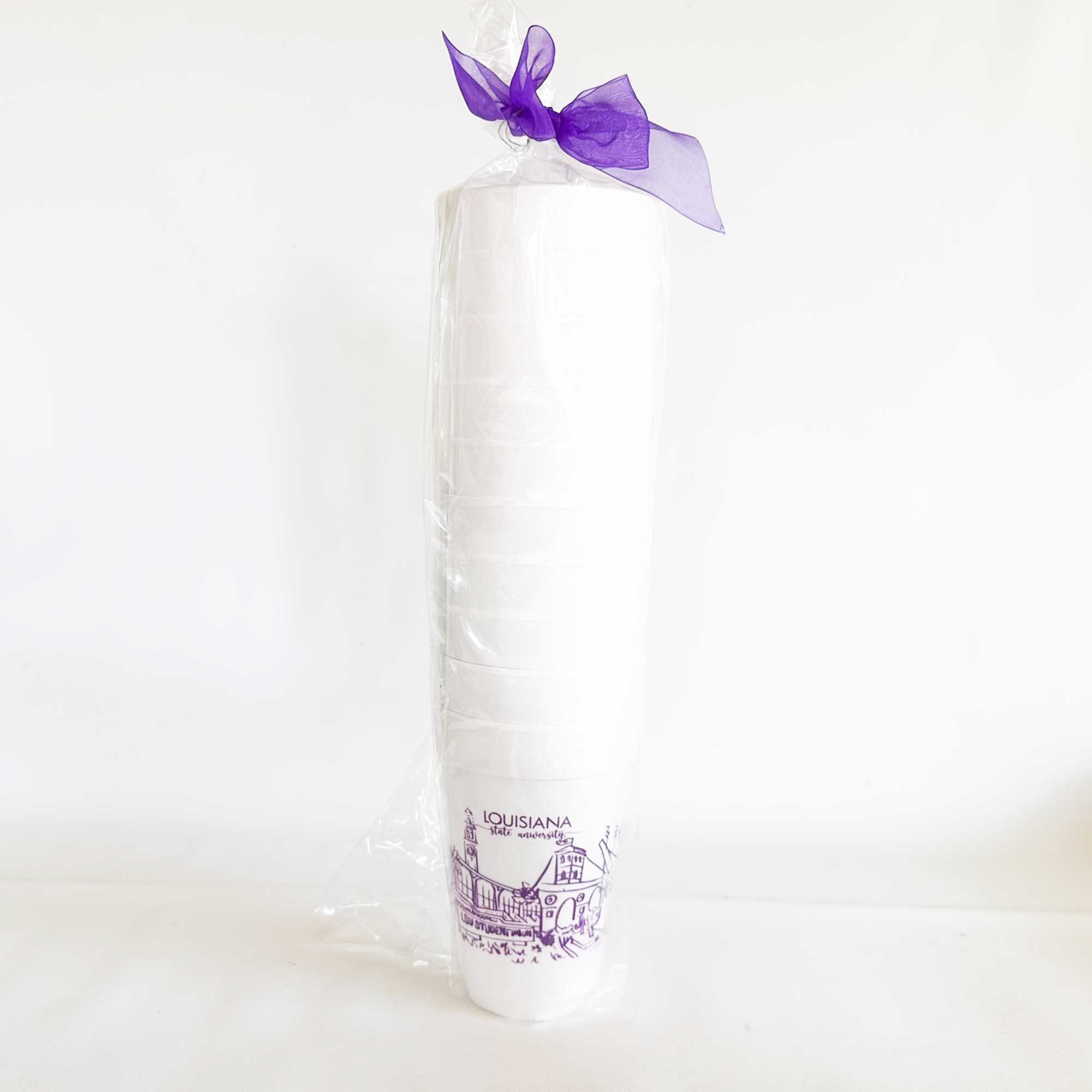 Two Funny Girls - Vente Gobelets jetables - Lot de 10 gobelets en mousse {LSU - Skyline - Baton Rouge}1