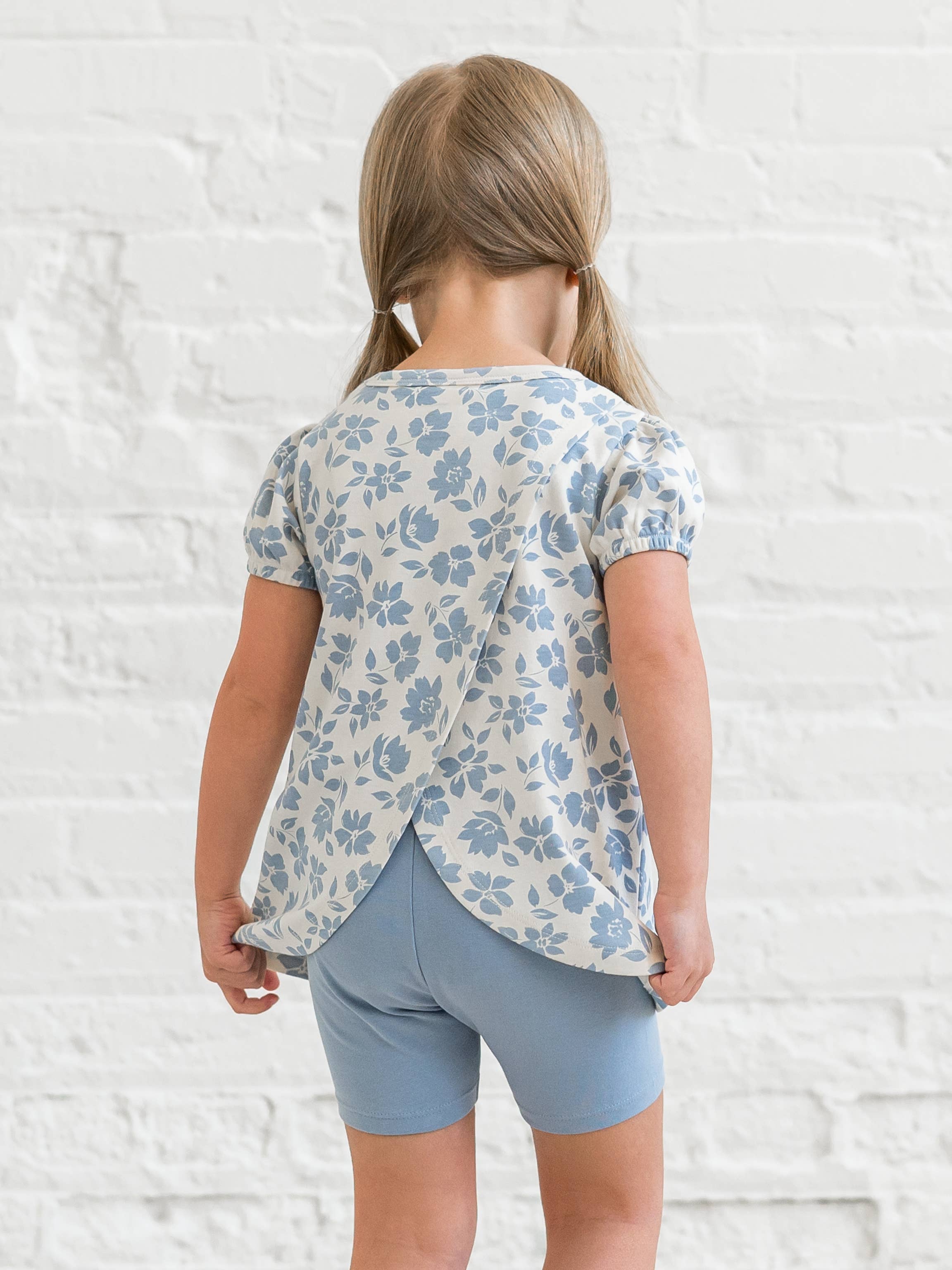 Colored Organics - Wholesale T-Shirt - Baby - Organic Baby & Kids Cora Tulip Back Tee - Gia Floral / Rain2
