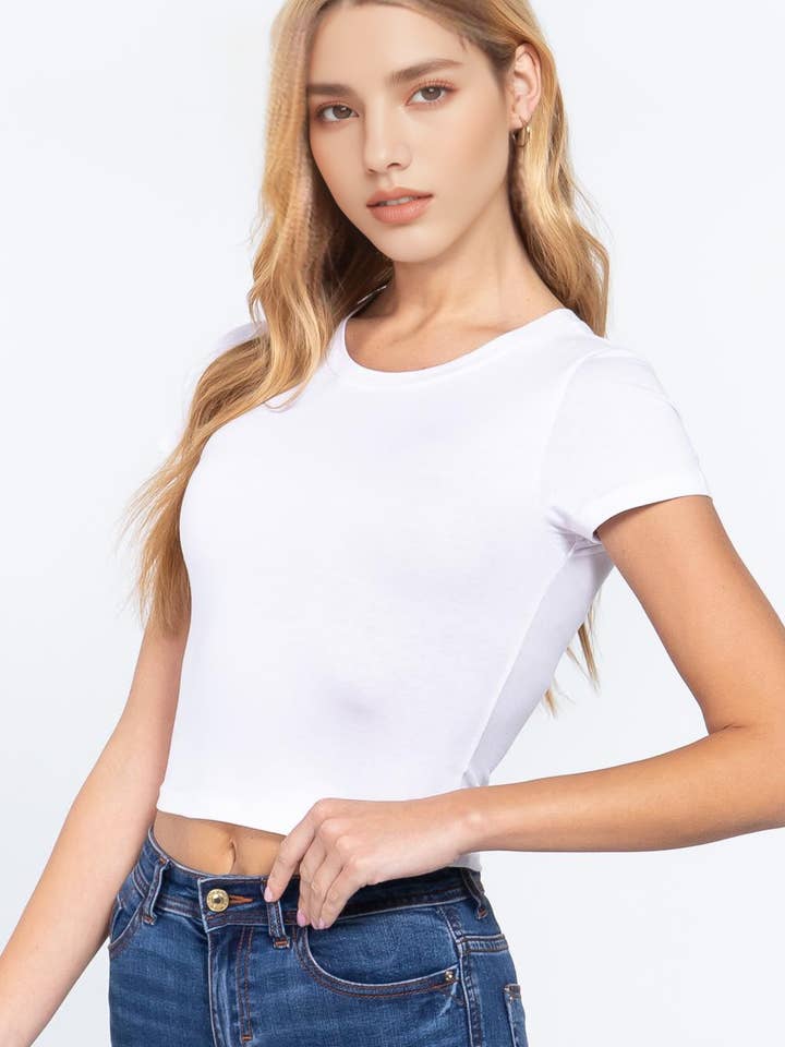 42POPS - Wholesale T-Shirt - Women's - ", SHORT SLEEVE CREW NECK CROP TOP24