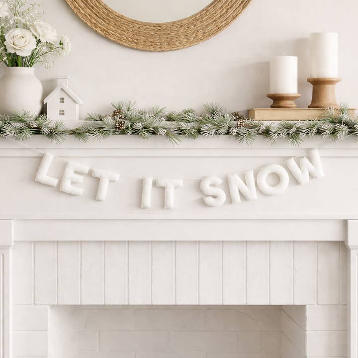 Let it Snow Felt Banner for wholesale by Glitter Party Co
