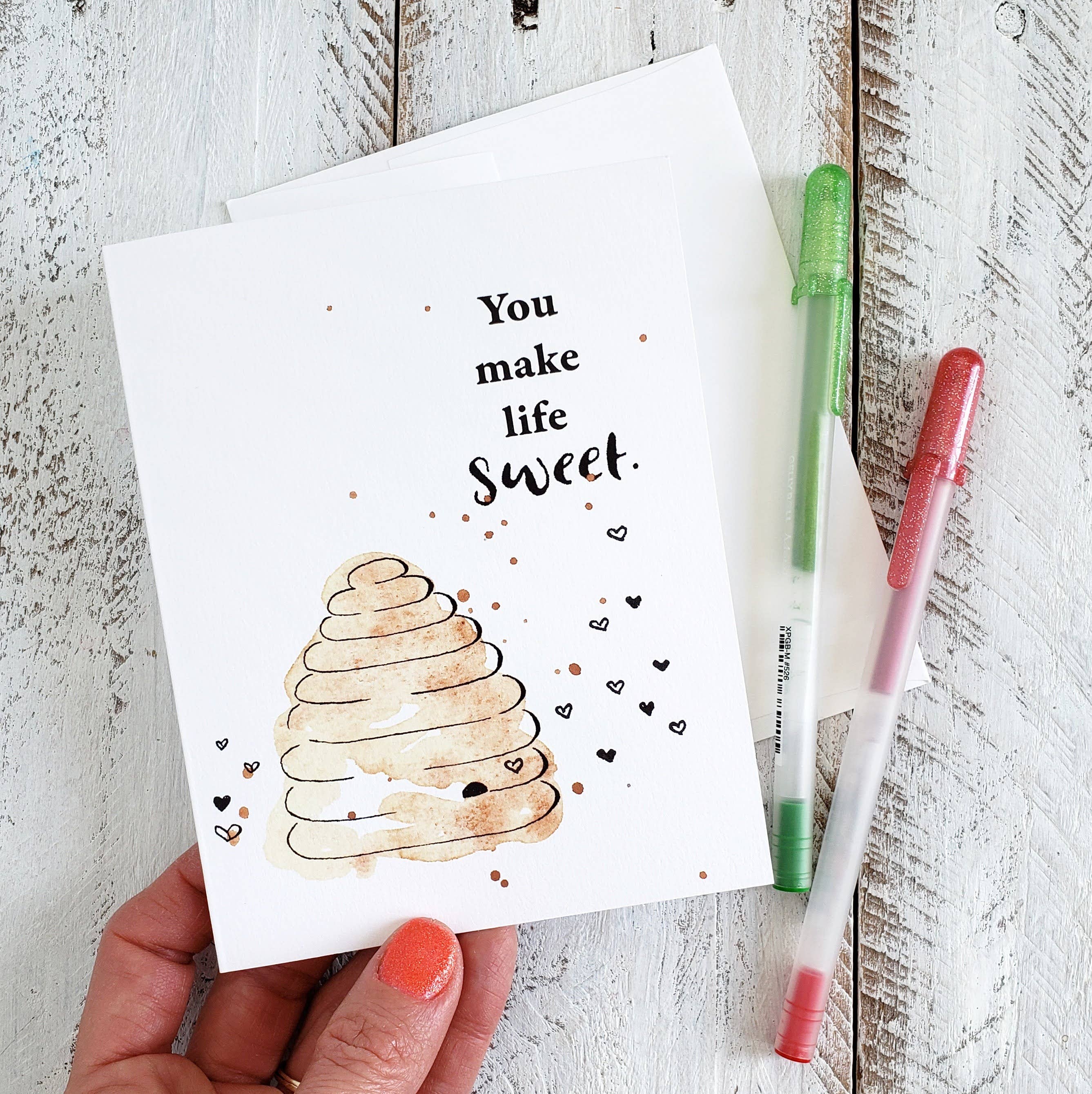 The Painted Pen - Wholesale Love Card - Beehive You Make Life Sweet Card1
