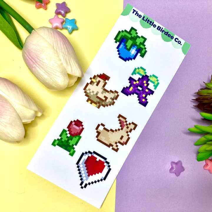 Stardew Valley Vinyl Sticker Sheet| Pixel Art for wholesale by The little birdee co