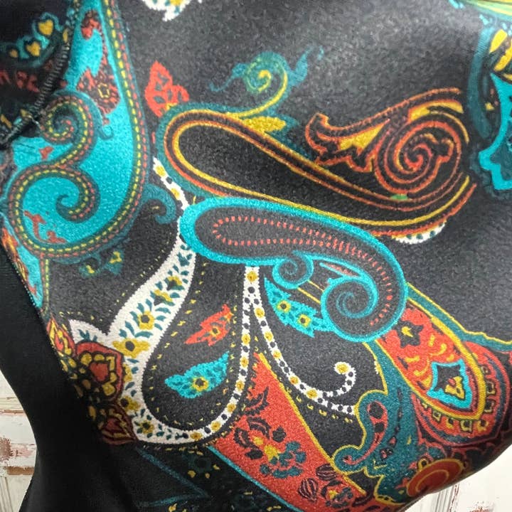Rainyday Homemade - Wholesale Scarf - Women's - Paisley Wild Rag, Charmeuse Satin, Teal Paisley, Extra Large Wild Rag, Ranch Life, Cowboy Life, Cowgirl Life