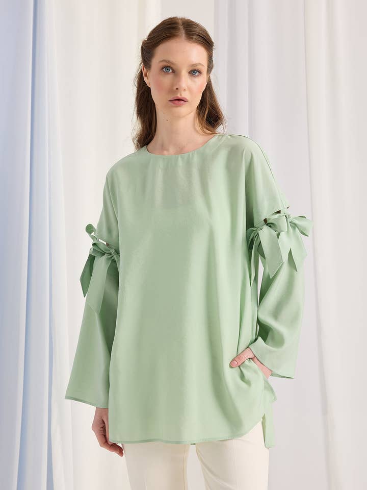 Mint Top With Sleeve Ties for wholesale by Store WF
