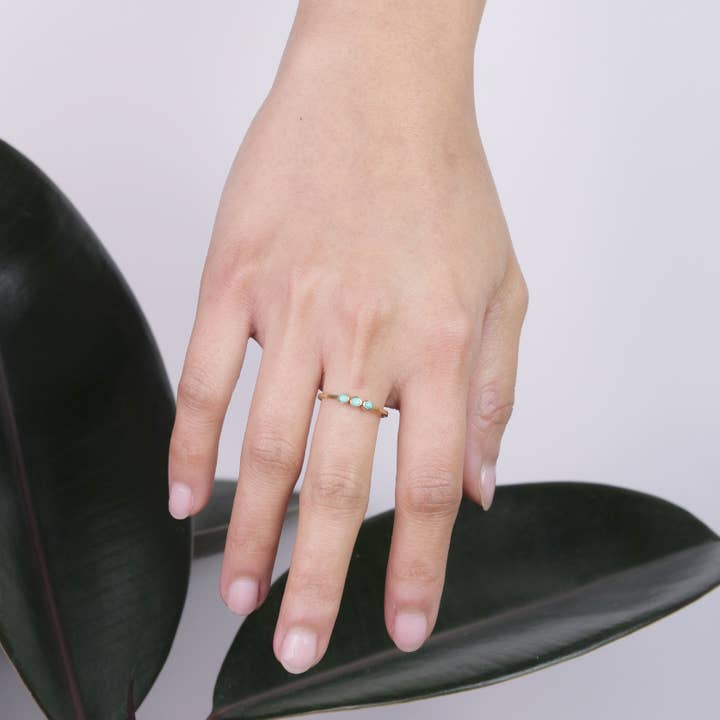 Baizaar - Wholesale Multi-Stone Ring - Brass Triple Turquoise Ring